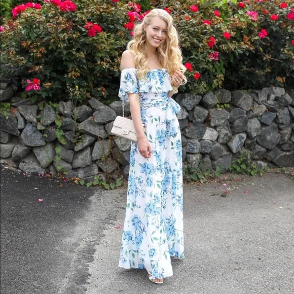 Yumi Kim Dresses Yumi Kim Carmen Dress In Blue Floral Maxi Off